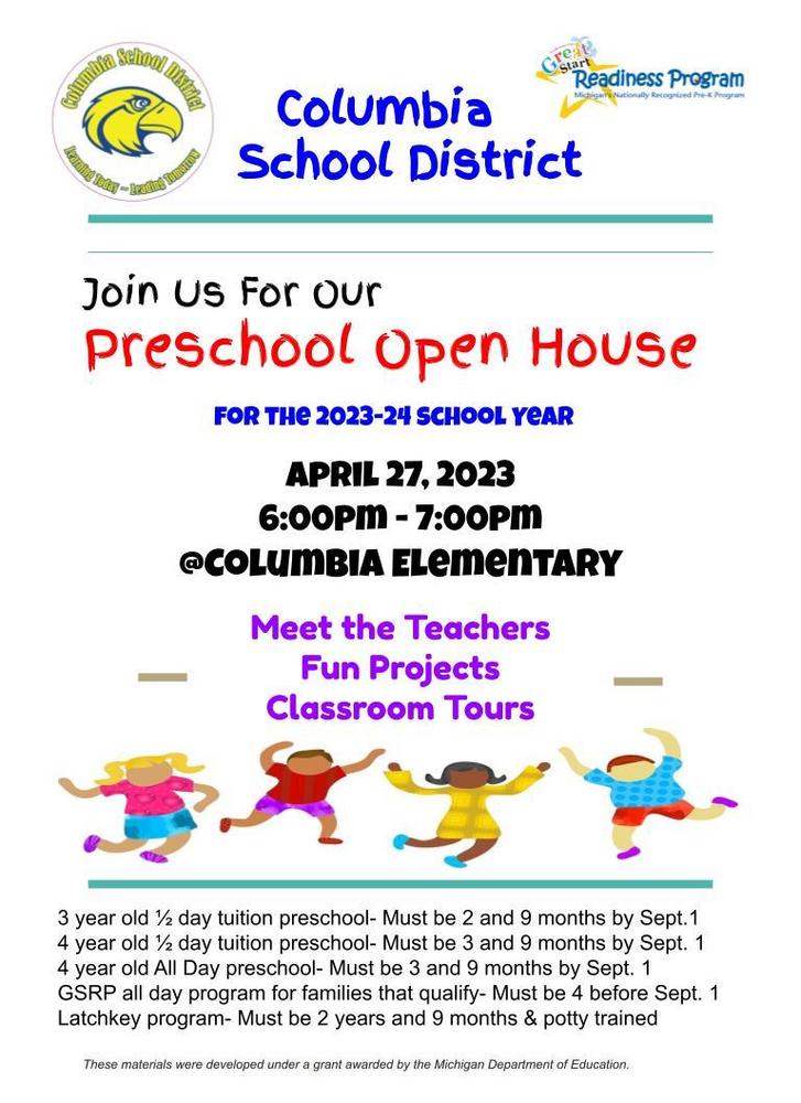 Preschool Open House Flyer