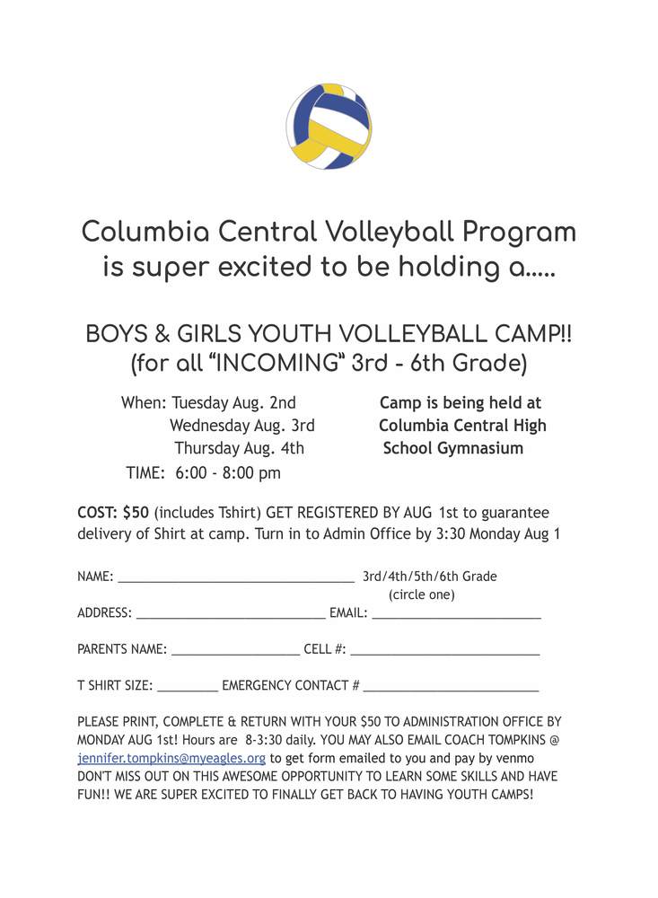 Youth Volleyball Registration Form 