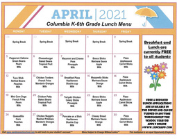 April Lunch Menu