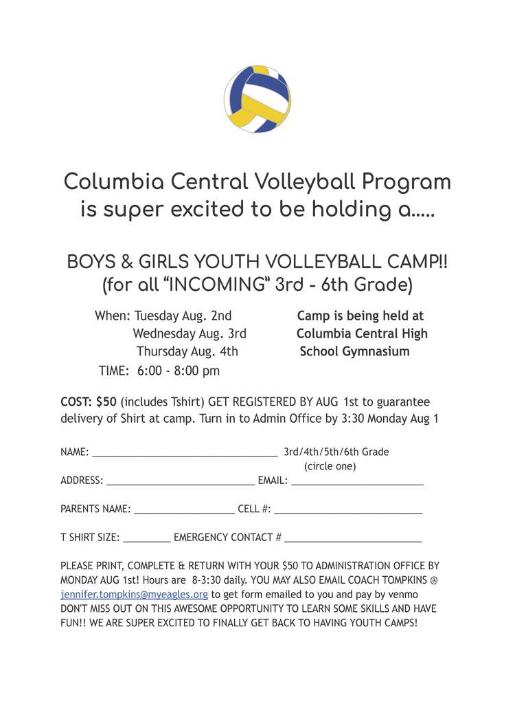 Youth Volleyball Clinic Registration Form