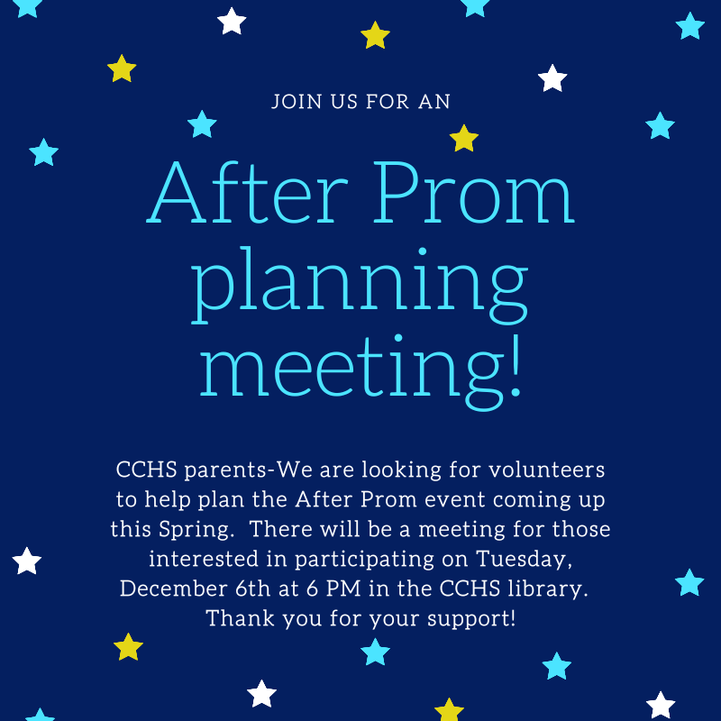 After Prom planning meeting flyer.